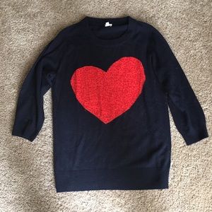 J.  Crew red heart navy blue sweater